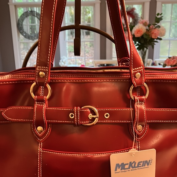McKlein Red Leather Bag - New with Tags - Picture 14 of 16